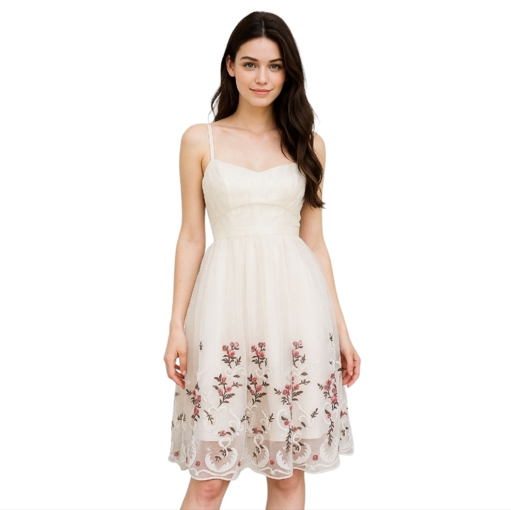 Ammo Saint Etienne Floral Lace Tea Dress Embroidered Midi Length Size Medium